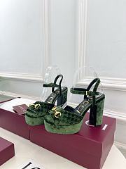 Gucci platform sandal with Horsebit Green velvet 11cm - 1