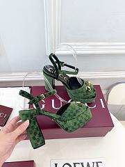 Gucci platform sandal with Horsebit Green velvet 11cm - 4