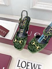 Gucci platform sandal with Horsebit Green velvet 11cm - 3