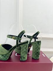 Gucci platform sandal with Horsebit Green velvet 11cm - 2