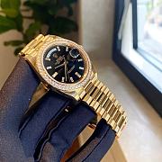 Rolex Day-Date 40mm Yellow Gold Black Diamond Watch - 2