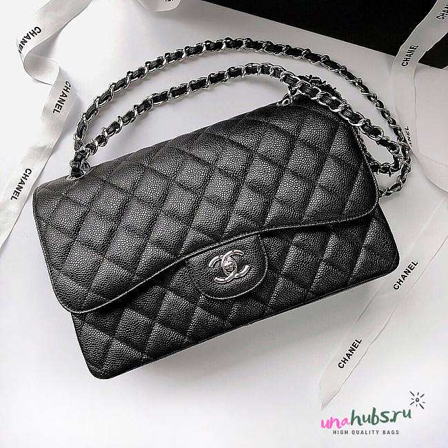 Chanel Jumbo Flap Bag In Black Caviar - 30cm - 1