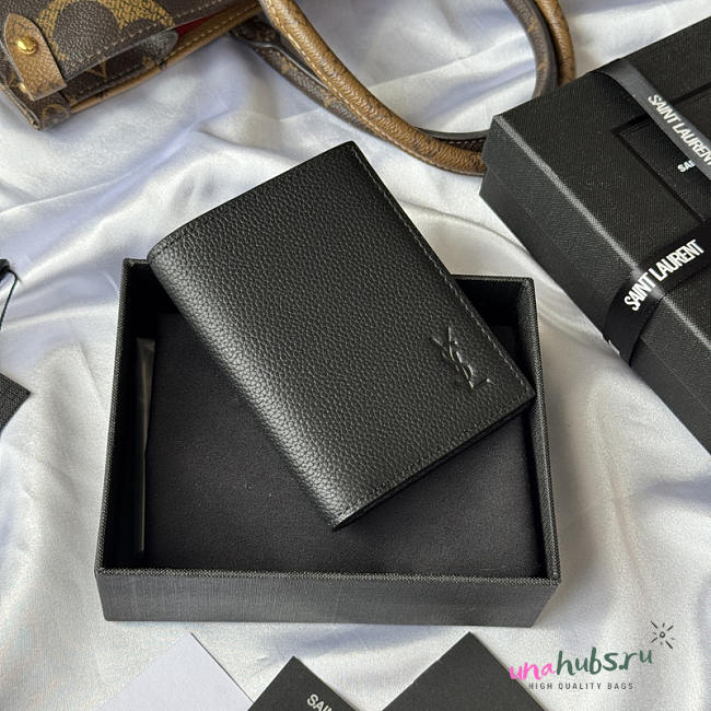 YSL Cassandre Credit Card Wallet Black 11.5x9x2cm - 1