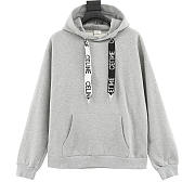 Celine Cotton Fleece Loose Hoodie - Light Grey - 1