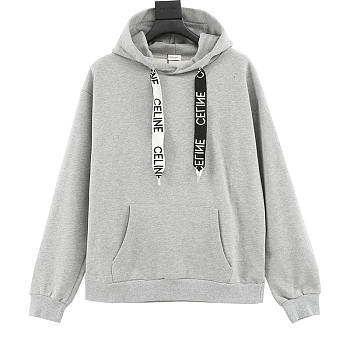Celine Cotton Fleece Loose Hoodie - Light Grey