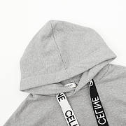Celine Cotton Fleece Loose Hoodie - Light Grey - 2