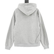 Celine Cotton Fleece Loose Hoodie - Light Grey - 3