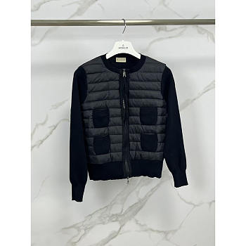 Moncler Padded Wool Zip-Up Cardigan In Black