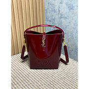 YSL Le 37 Bucket Bag In Patent Leather Burgundy 25x20x16cm - 1
