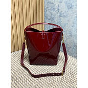 YSL Le 37 Bucket Bag In Patent Leather Burgundy 25x20x16cm - 4