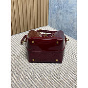 YSL Le 37 Bucket Bag In Patent Leather Burgundy 25x20x16cm - 2