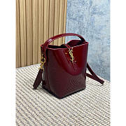YSL Le 37 Small Bucket Bag In Patent Leather Burgundy 20x17x13cm - 5