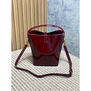 YSL Le 37 Small Bucket Bag In Patent Leather Burgundy 20x17x13cm - 2