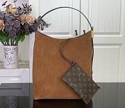 Louis Vuitton Hobo MM Low Key Brown Suede 35x18x31cm - 4