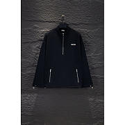 Miu Miu Cotton Fleece Zipper Sweatshirt Black - 1