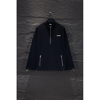 Miu Miu Cotton Fleece Zipper Sweatshirt Black