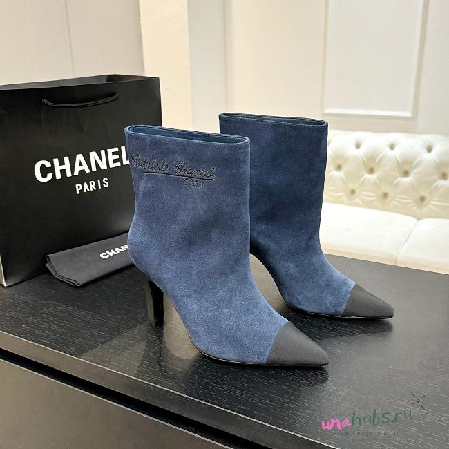 Chanel Blue Suede Boot 8.5cm - 1