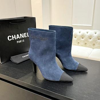 Chanel Blue Suede Boot 8.5cm