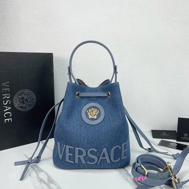 Versace La Medusa Denim Bucket Bag 23x20x14cm - 1
