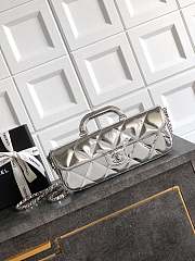 Chanel Long Flap Bag Top Handle Silver Patent 29x12x5cm - 1