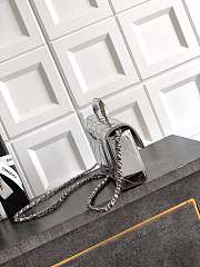 Chanel Long Flap Bag Top Handle Silver Patent 29x12x5cm - 5