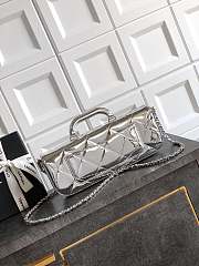 Chanel Long Flap Bag Top Handle Silver Patent 29x12x5cm - 2