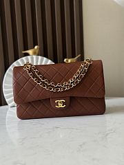 Chanel Flap Bag Vintage Bag Brown Lamnskin 26cm - 1
