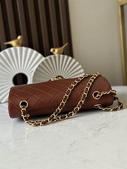 Chanel Flap Bag Vintage Bag Brown Lamnskin 26cm - 6