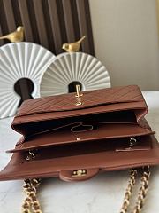 Chanel Flap Bag Vintage Bag Brown Lamnskin 26cm - 3