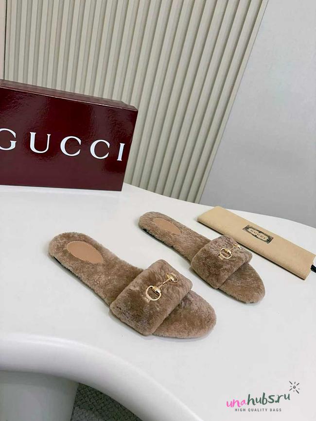 Gucci slide with Horsebit beige - 1