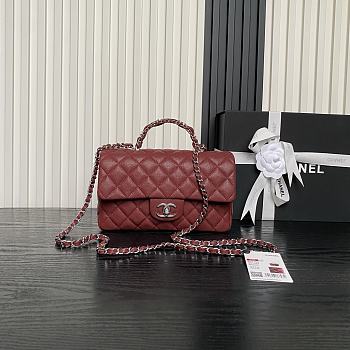 Chanel Top Handle Red Silver 22.5x13.5x6cm