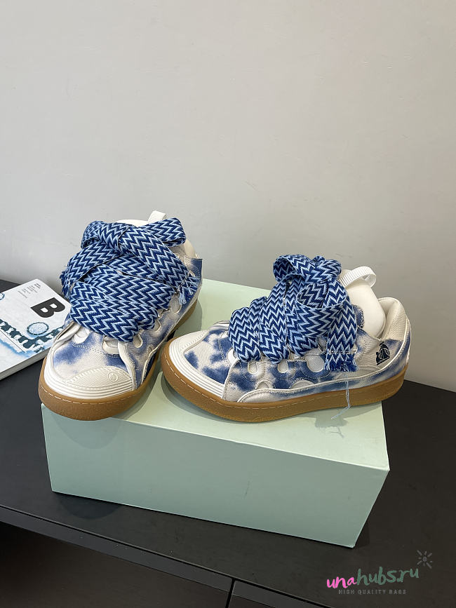 Lanvin SSENSE Exclusive Blue Curb Washed Denim Sneakers - 1