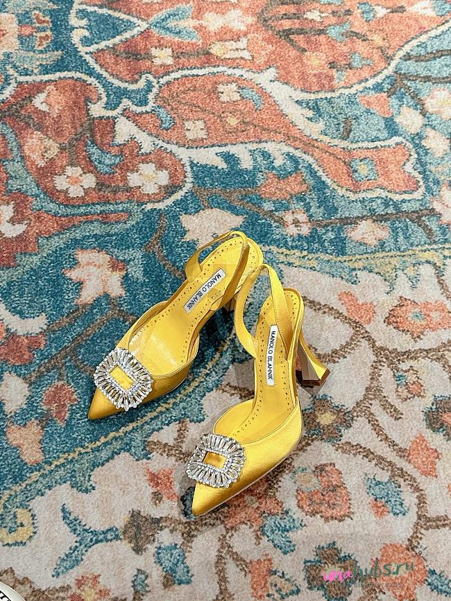 Manolo Blank Yellow Satin Yellow Heel 8cm - 1