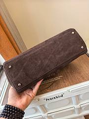 Tory Burch double-T logo suede satchel brown 32x21x12.8cm - 3