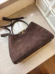 Tory Burch double-T logo suede satchel brown 32x21x12.8cm - 2