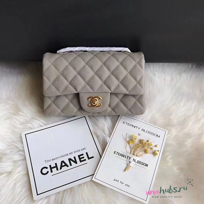 Chanel Mini Flap Bag Grey Caviar Gold 20cm - 1