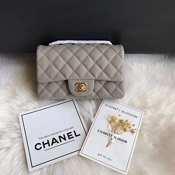 Chanel Mini Flap Bag Grey Caviar Gold 20cm