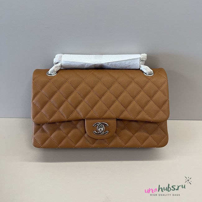 Chanel Flap Bag Caramel Caviar Silver 25cm - 1