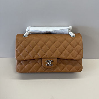 Chanel Flap Bag Caramel Caviar Silver 25cm