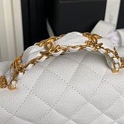 Chanel Small Flap Bag Top Handle White Caviar 20x12x6.5cmcm - 3