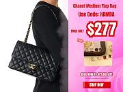 Chanel Medium Flap Bag Black Caviar Gold 25cm - 1