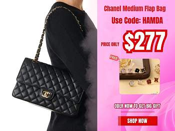 Chanel Medium Flap Bag Black Caviar Gold 25cm