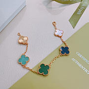Van Cleef & Arpels Alhambra Bracelet Five Motifs In Silver/Green/Blue - 4