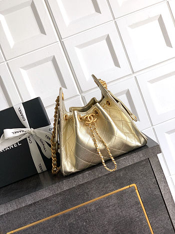 Chanel Mini 25 Handbag Gold Caviar 22x20x12.5cm