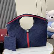 Gucci Giglio Large Tote Bag In Bllue Suede - 60x47x16cm - 1