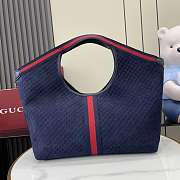Gucci Giglio Large Tote Bag In Bllue Suede - 60x47x16cm - 3