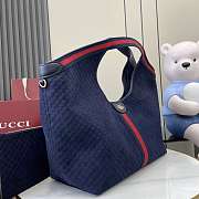 Gucci Giglio Large Tote Bag In Bllue Suede - 60x47x16cm - 2