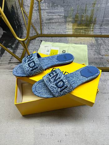 Fendi Blue Denim Slides