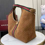 Gucci Giglio Large Tote Bag In Brown Suede - 60x47x16cm - 5