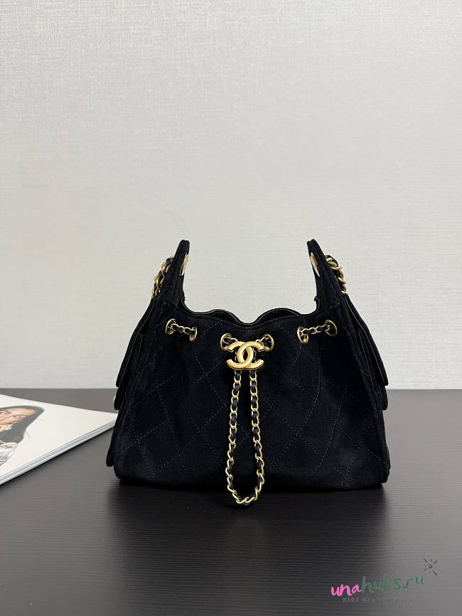 Chanel Mini 25 Handbag Black Suede 22x20x12.5cm - 1